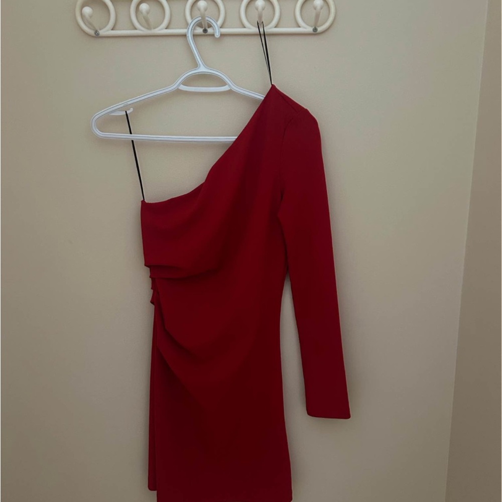 H&M One-Shoulder Red Mini Dress